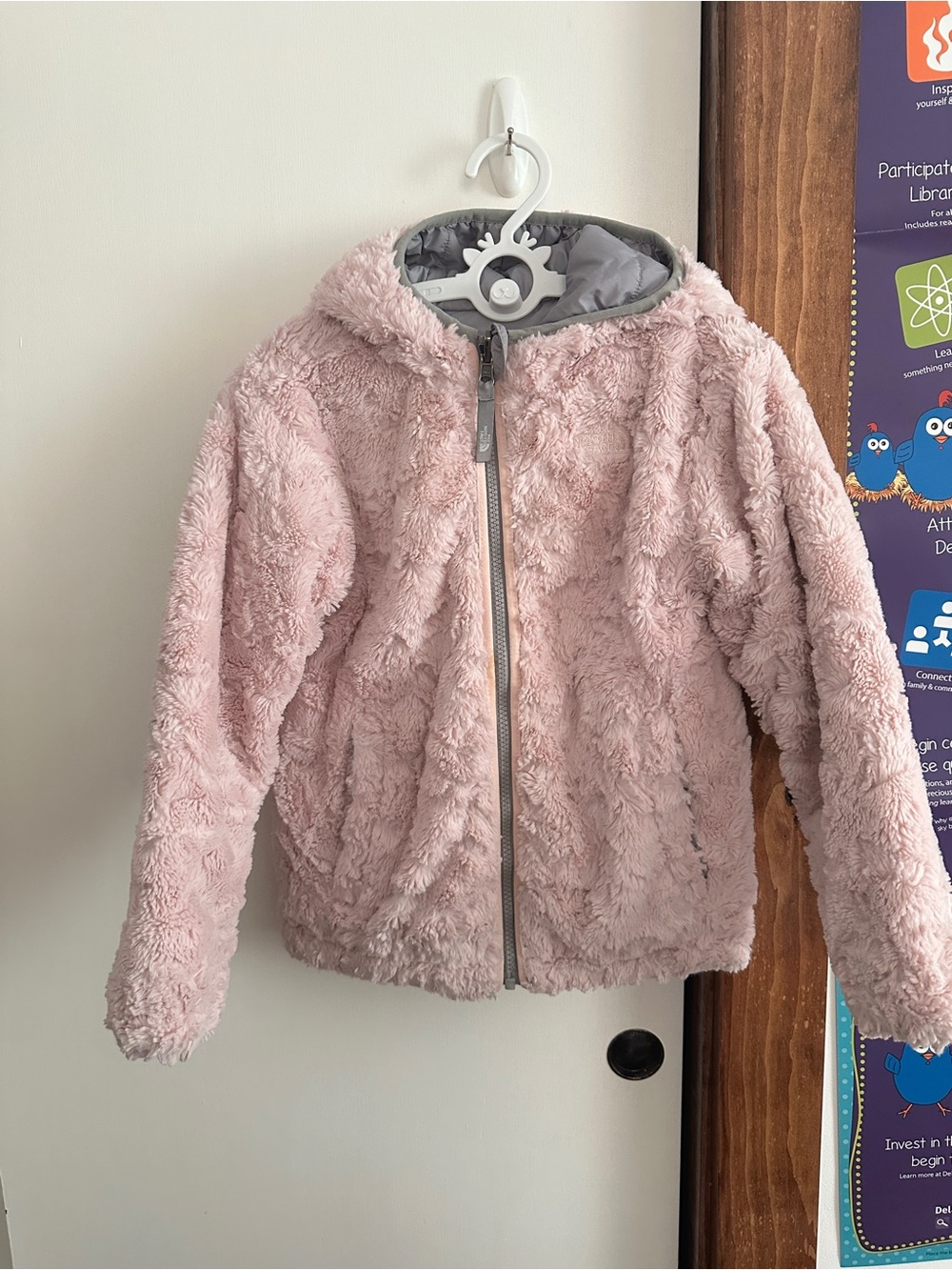 North Face reversible jacket pink and gray Toddle Size 6